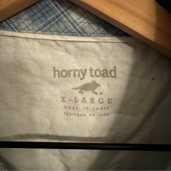 Horny Toad Men’s Steel Blue Short Sleeve Organic Cotton Button Plaid Shirt Sz XL - Picture 3 of 6